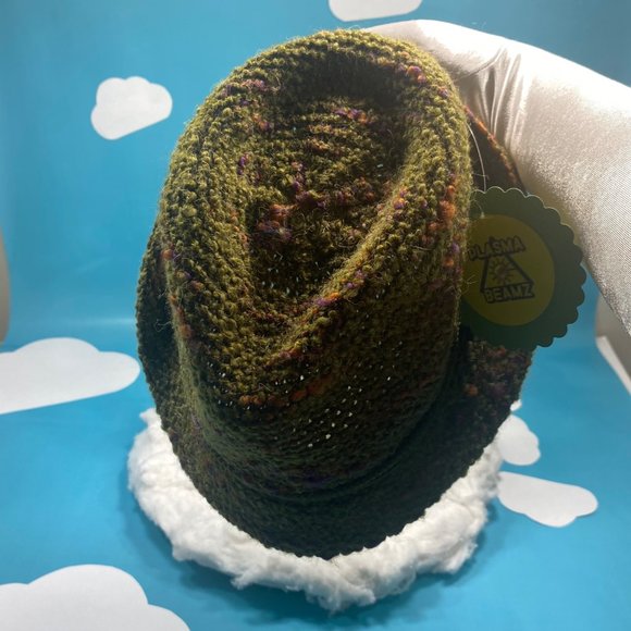 Y2K Style Green Boucle Fedora - Picture 3 of 11